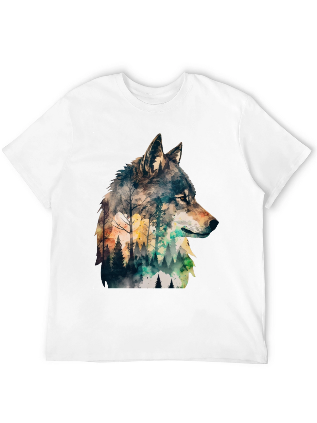 Wolf Forest Print T-Shirt - Nature Inspired Tee