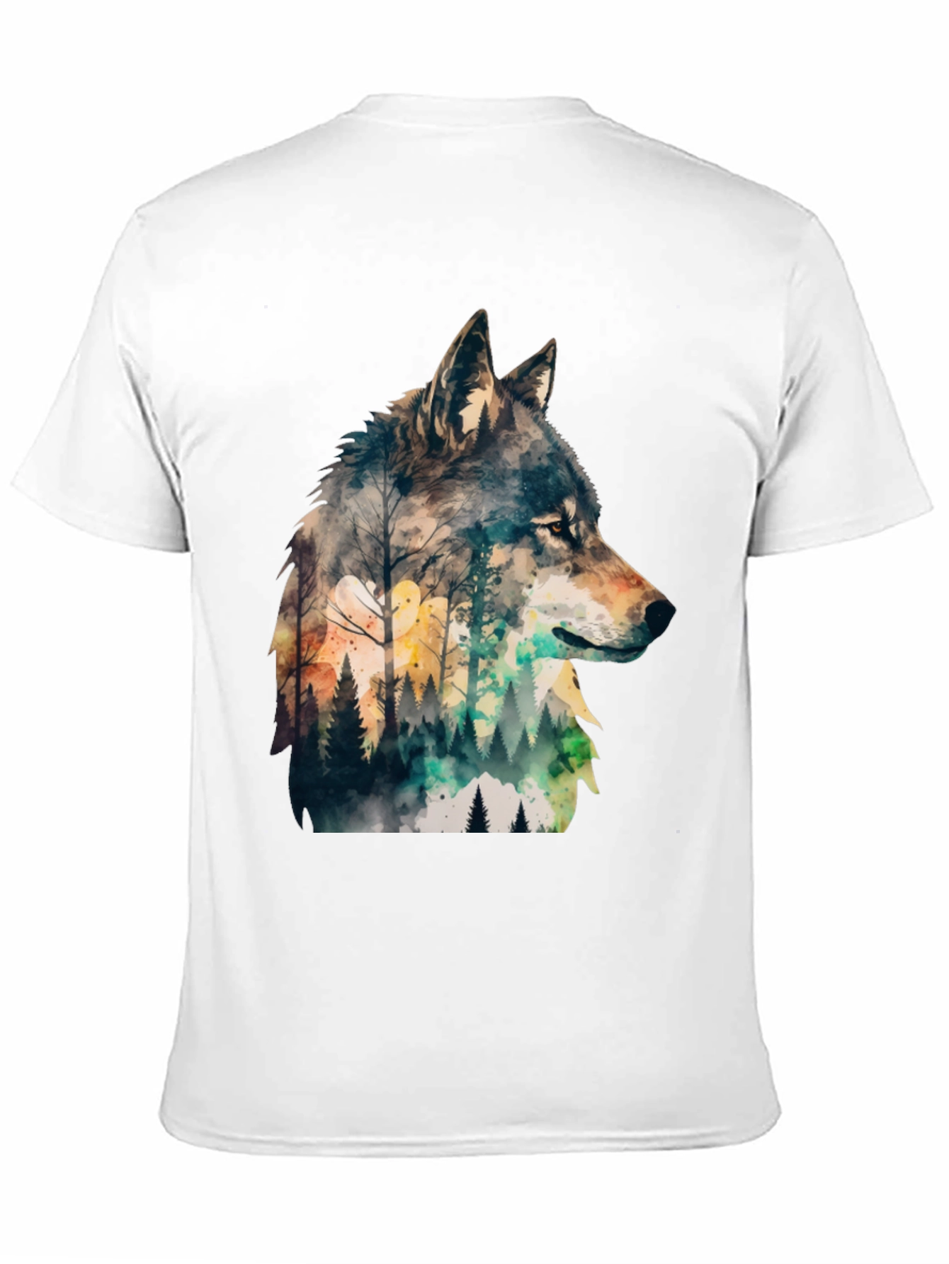 Wolf Forest Print T-Shirt - Nature Inspired Tee