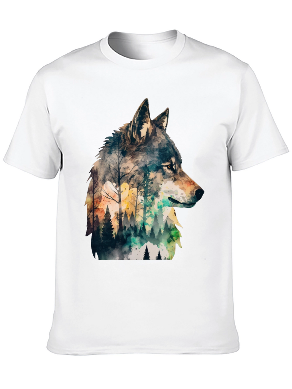 Wolf Forest Print T-Shirt - Nature Inspired Tee