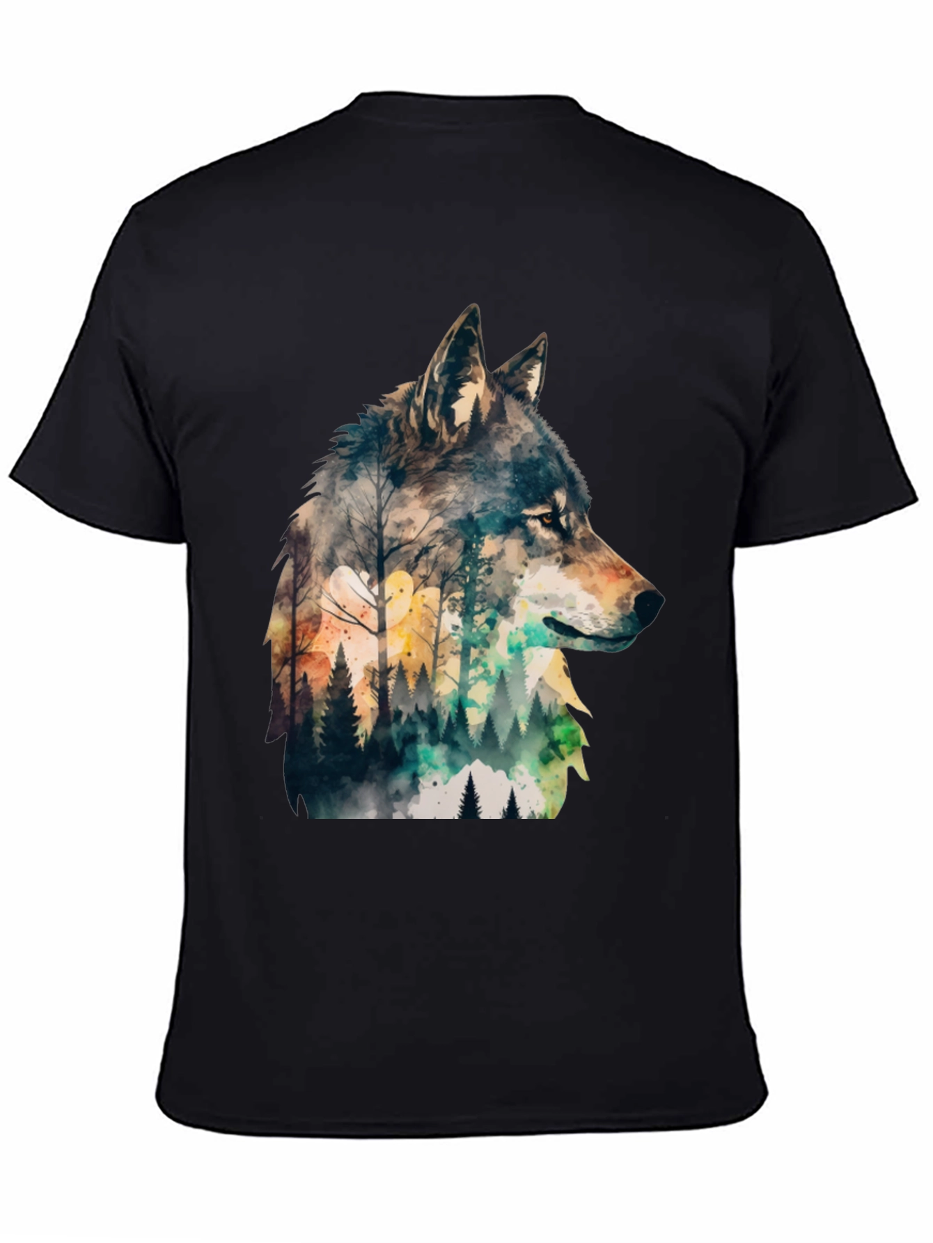 Wolf Forest Print T-Shirt - Nature Inspired Tee