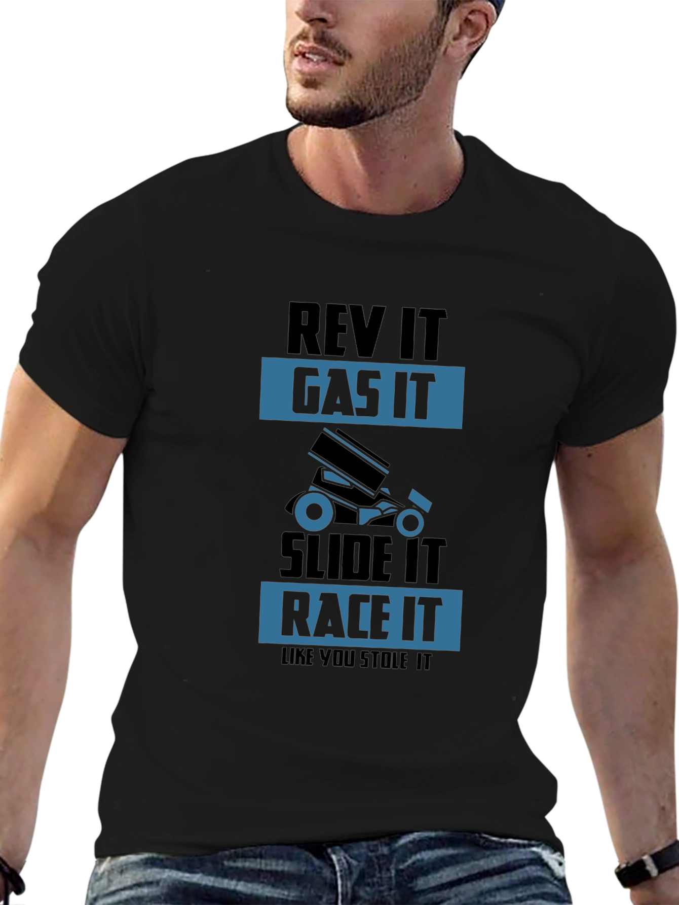 Rev It Gas It Race It T-Shirt - Mens Black Graphic Tee
