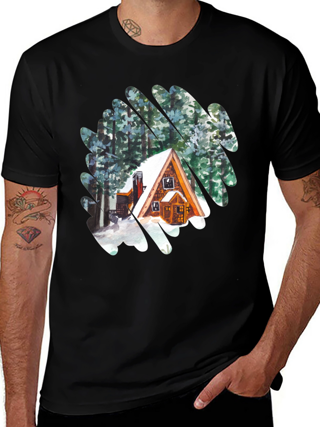 Cabin in the Woods Graphic T-Shirt - Black