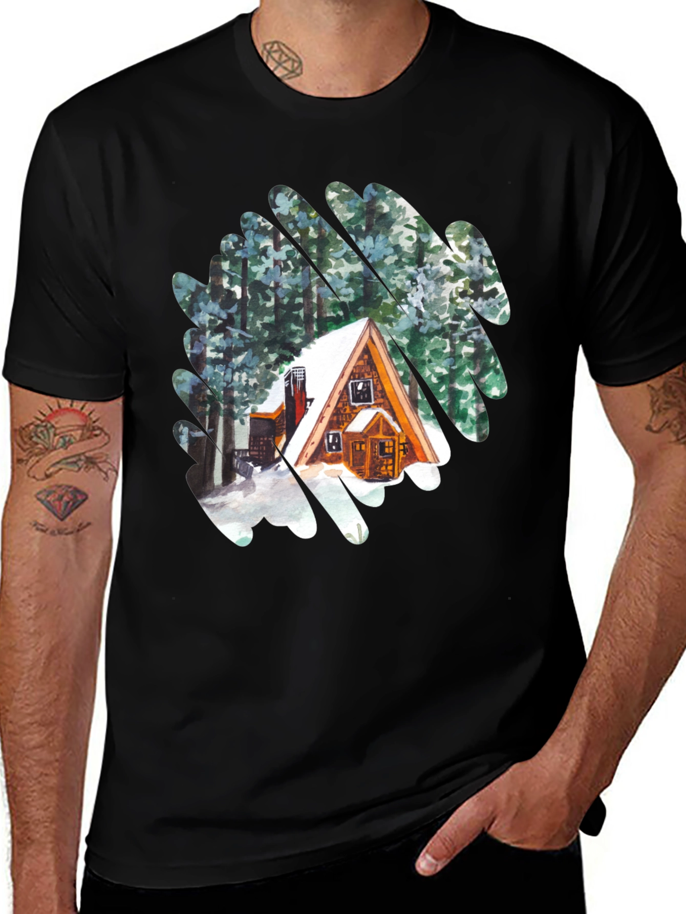 Cabin in the Woods Graphic T-Shirt - Black