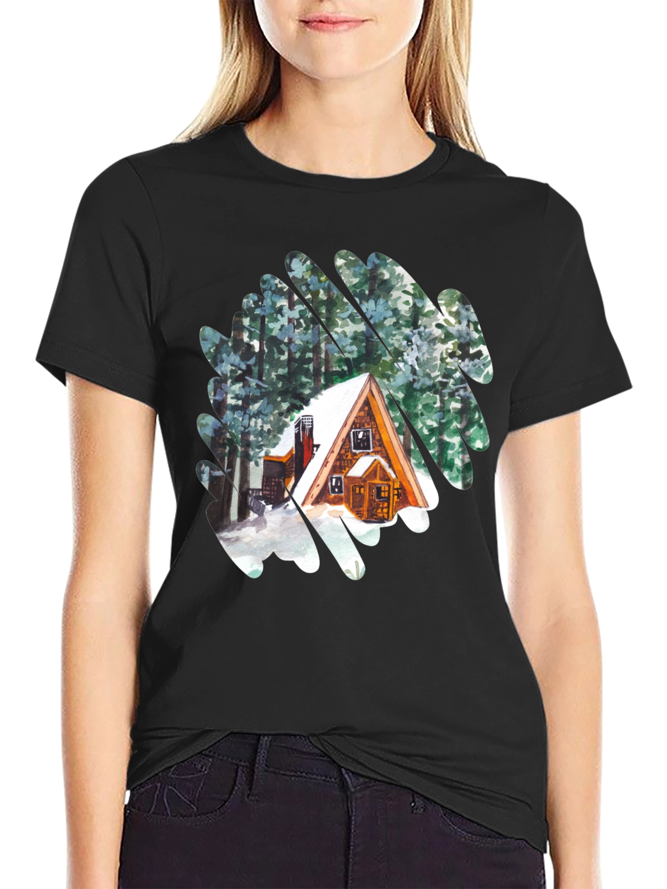 Cabin in the Woods Graphic T-Shirt - Black