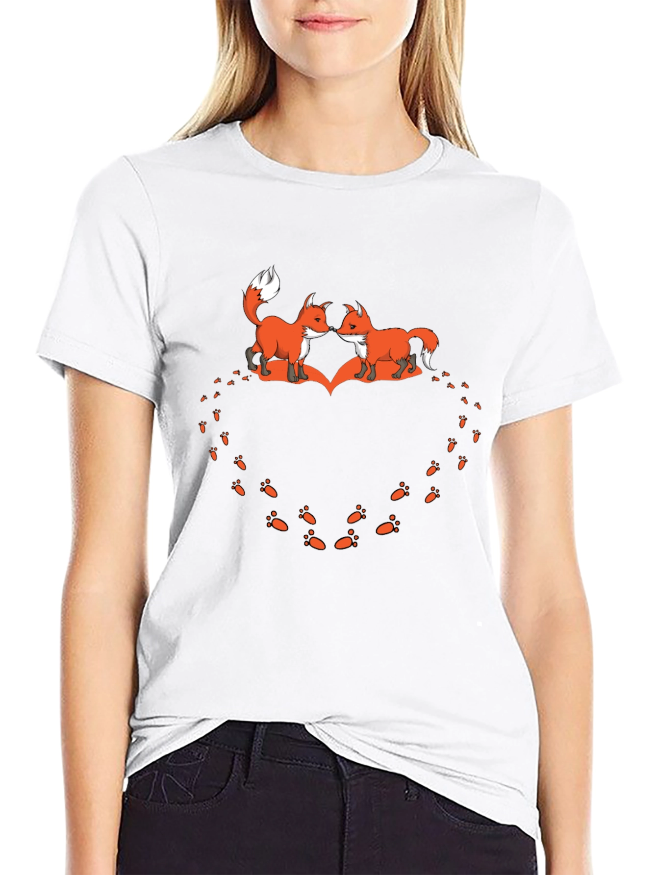 Fox Love Heart Print Tee