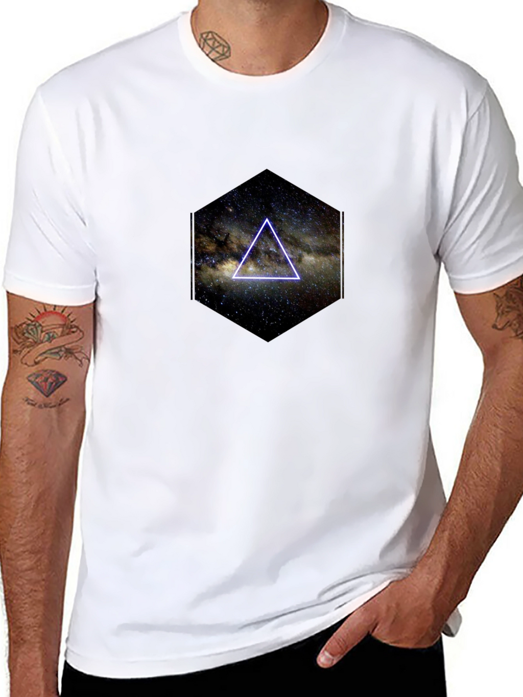 Cosmic Triangle Graphic Black T-Shirt