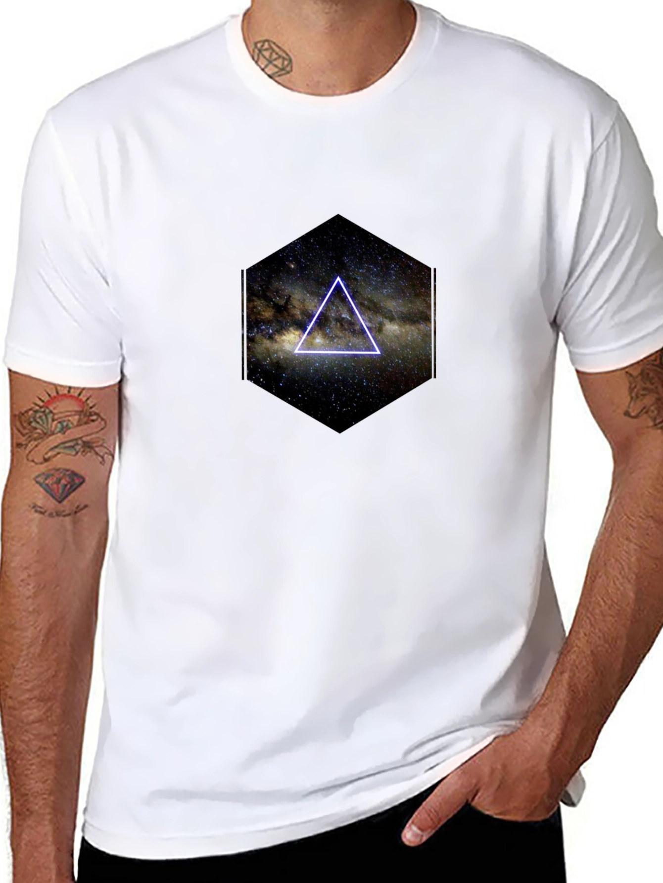 Cosmic Triangle Graphic Black T-Shirt