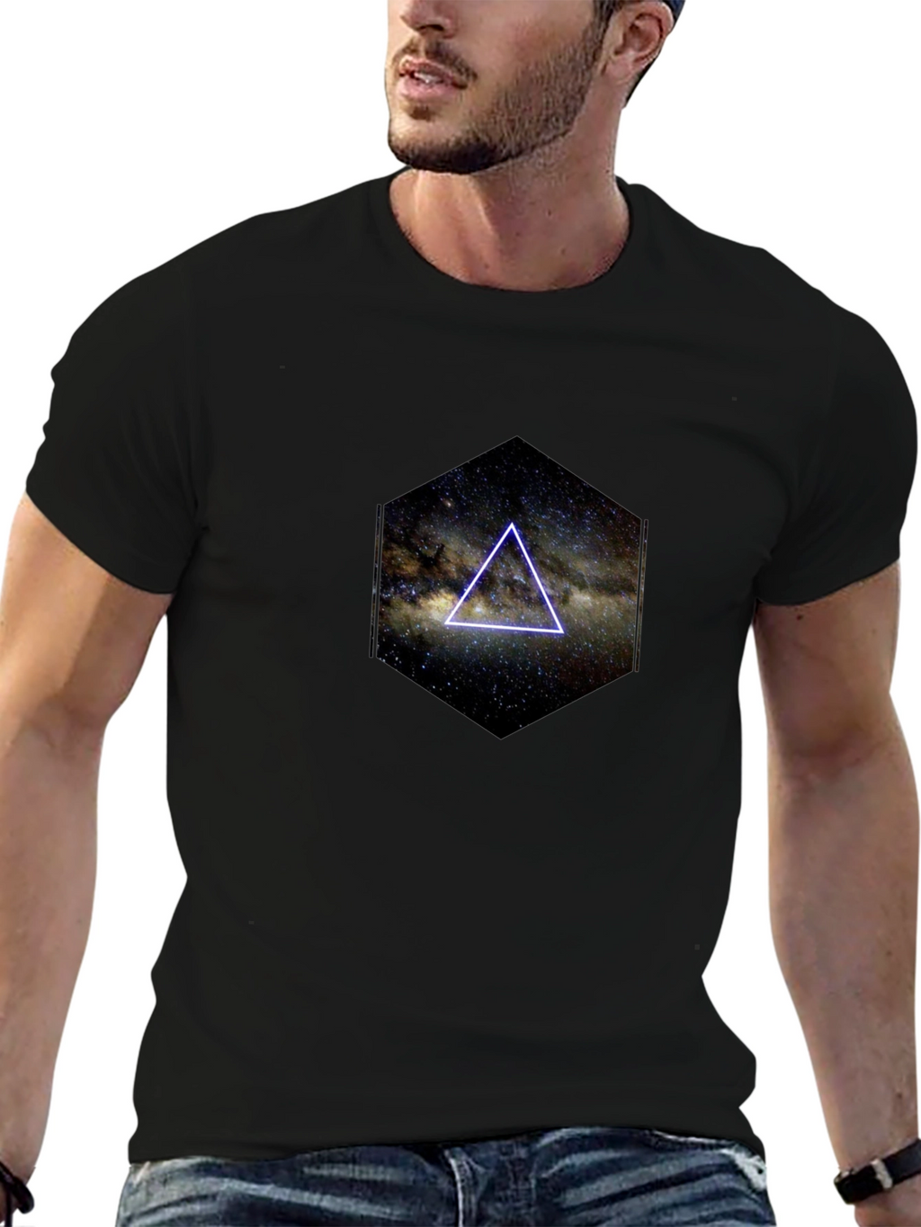 Cosmic Triangle Graphic Black T-Shirt