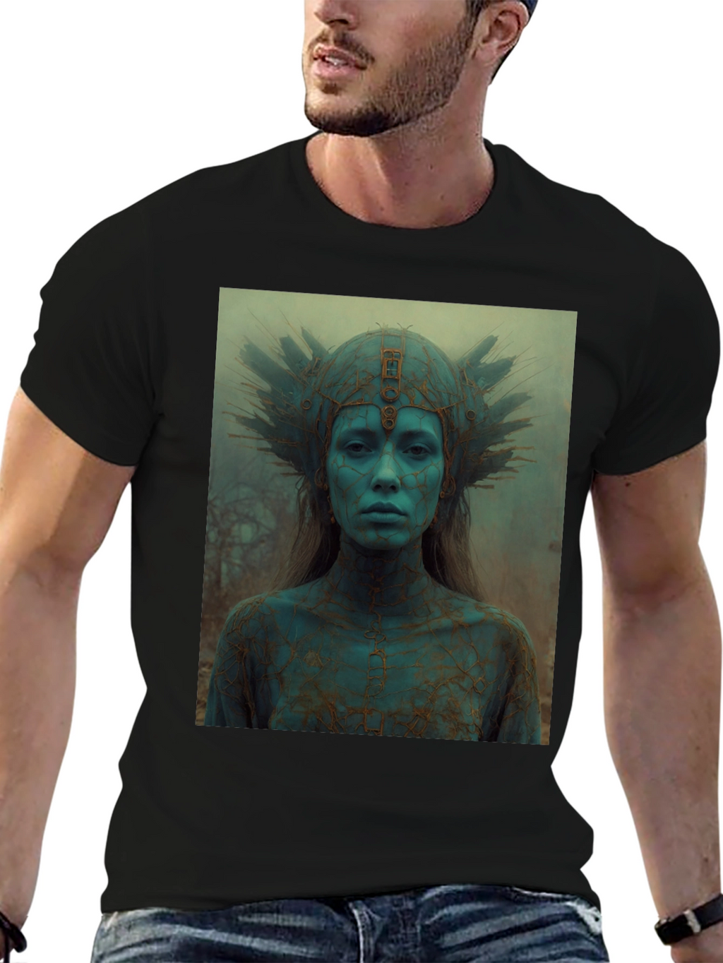 Mystic Queen Graphic Tee - Black Cotton T-Shirt