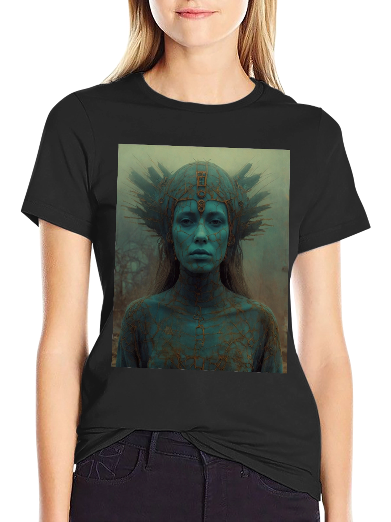 Mystic Queen Graphic Tee - Black Cotton T-Shirt