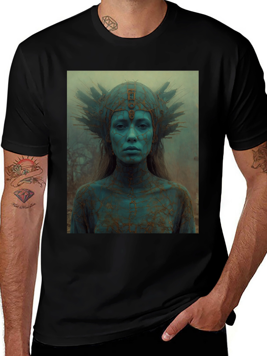 Mystic Queen Graphic Tee - Black Cotton T-Shirt