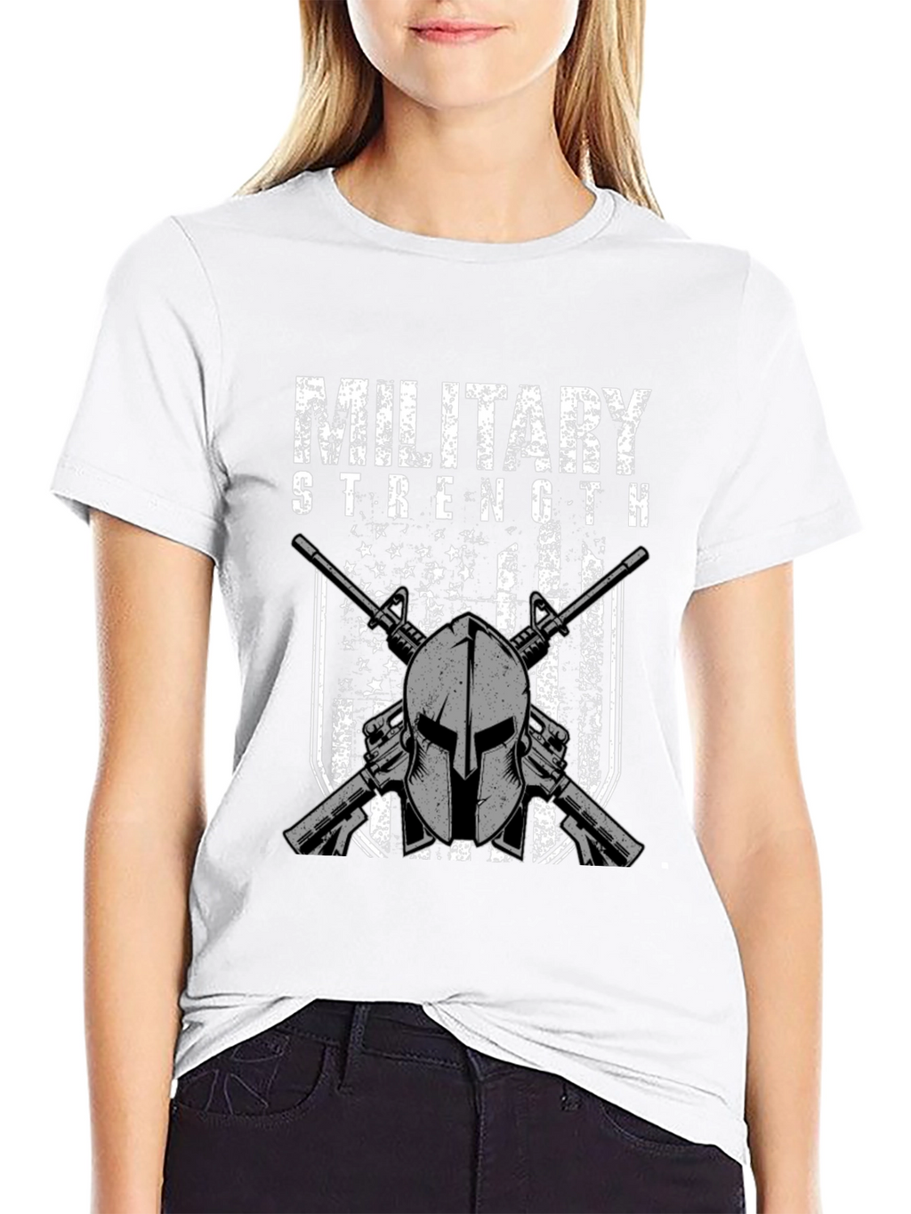 Military Strength Spartan Helmet T-Shirt