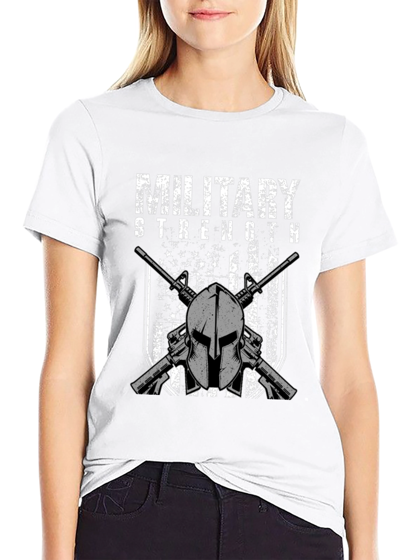 Military Strength Spartan Helmet T-Shirt