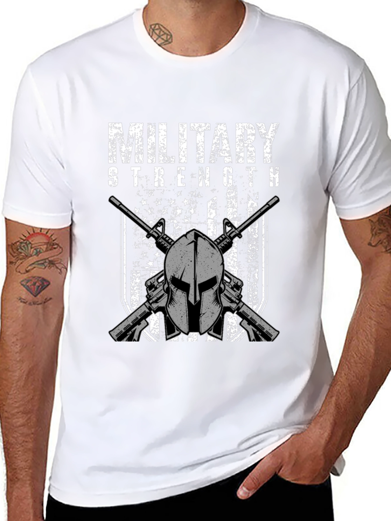 Military Strength Spartan Helmet T-Shirt