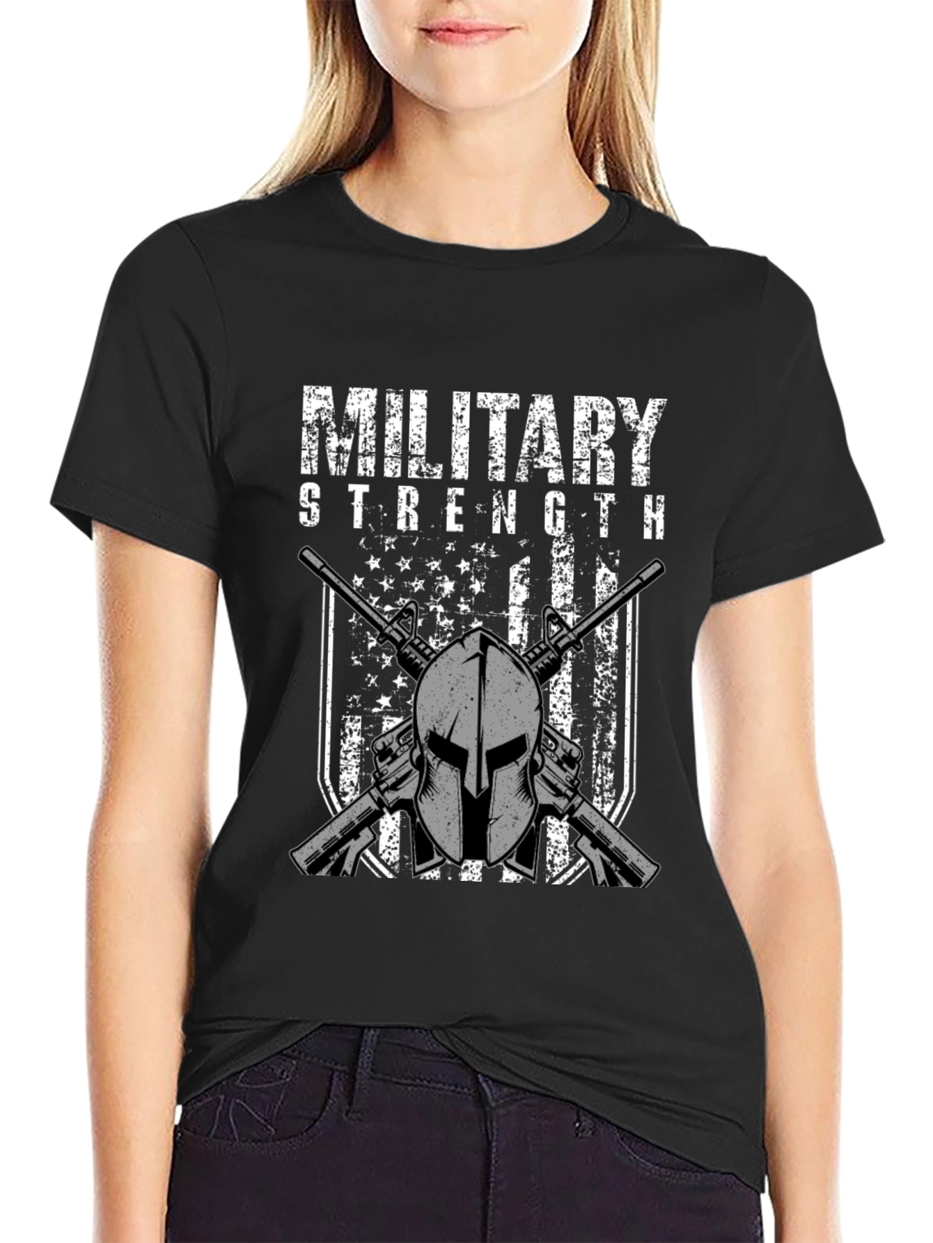 Military Strength Spartan Helmet T-Shirt