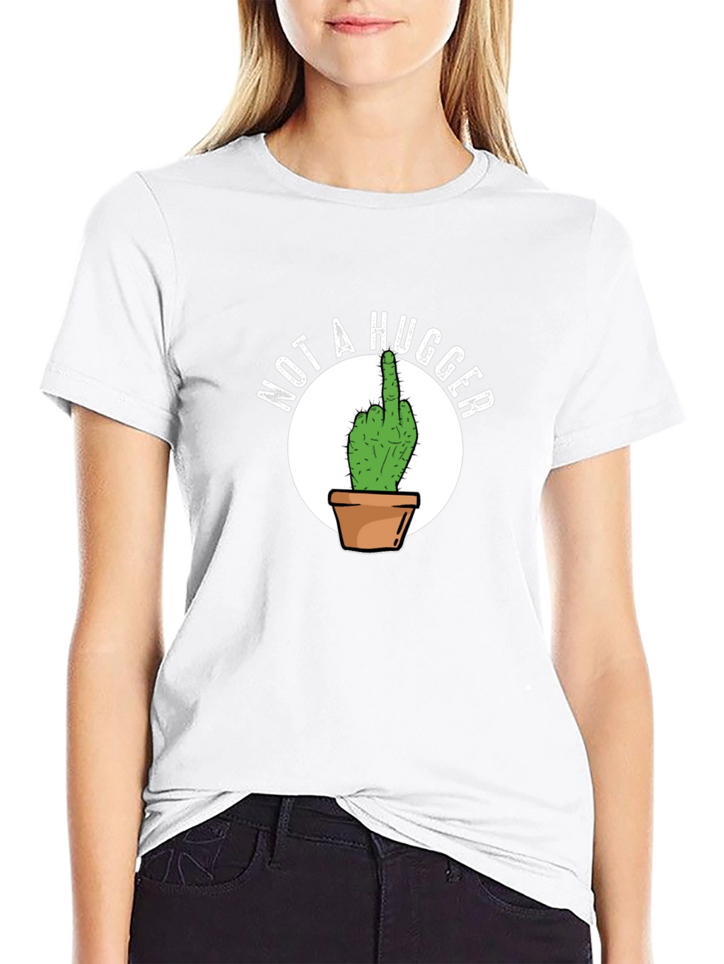 Not A Hugger Cactus Graphic T-Shirt