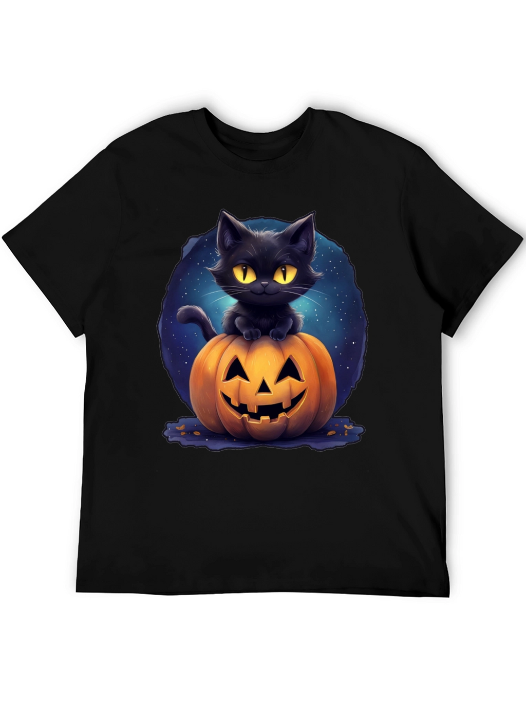 Black Cat & Pumpkin Graphic Tee - Halloween