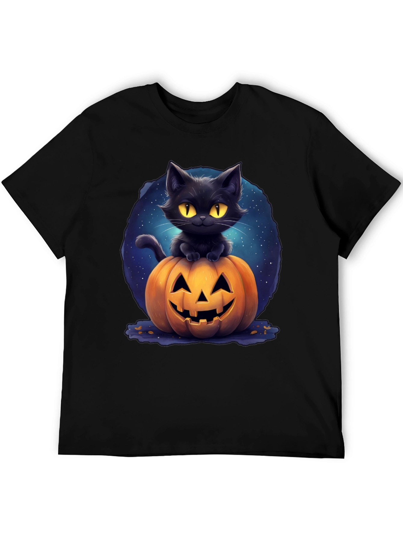 Black Cat & Pumpkin Graphic Tee - Halloween