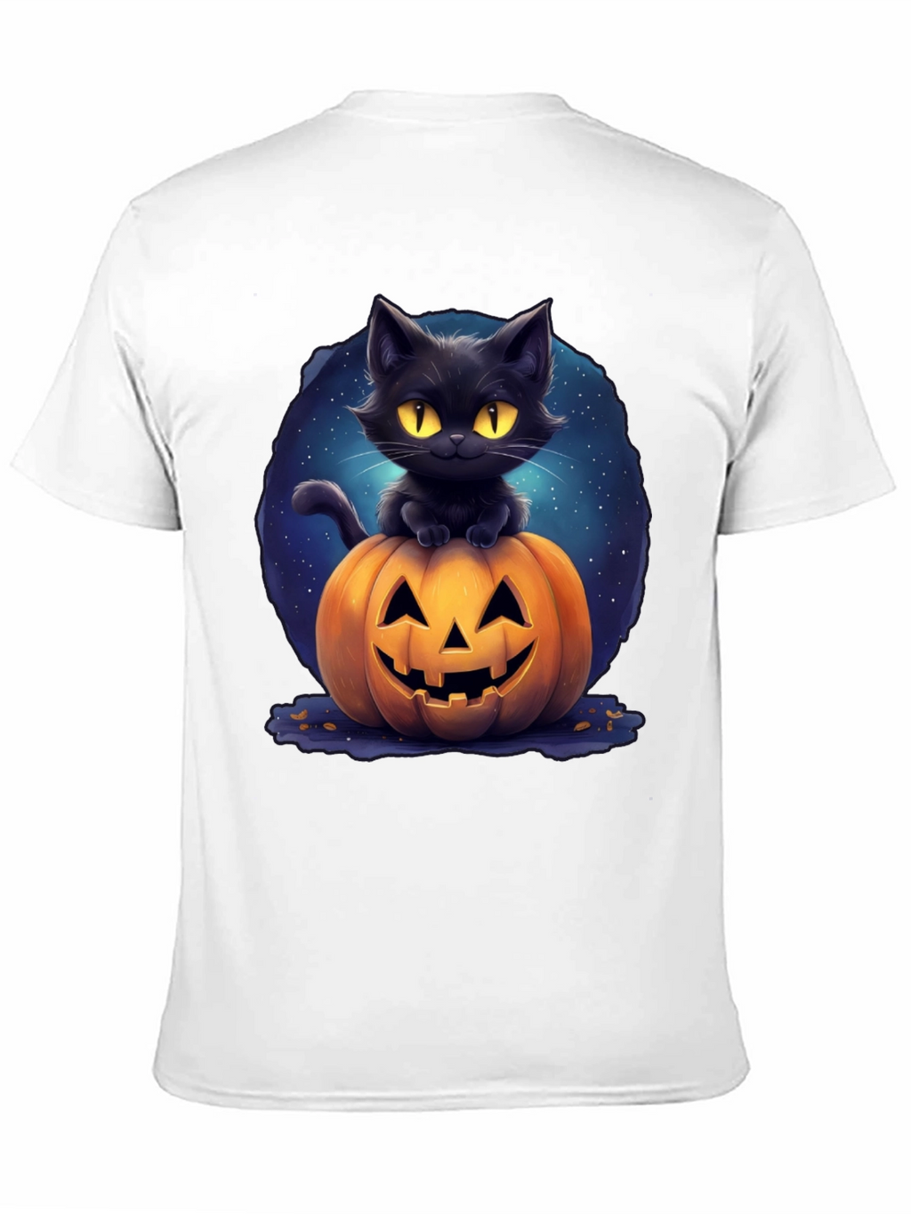 Black Cat & Pumpkin Graphic Tee - Halloween
