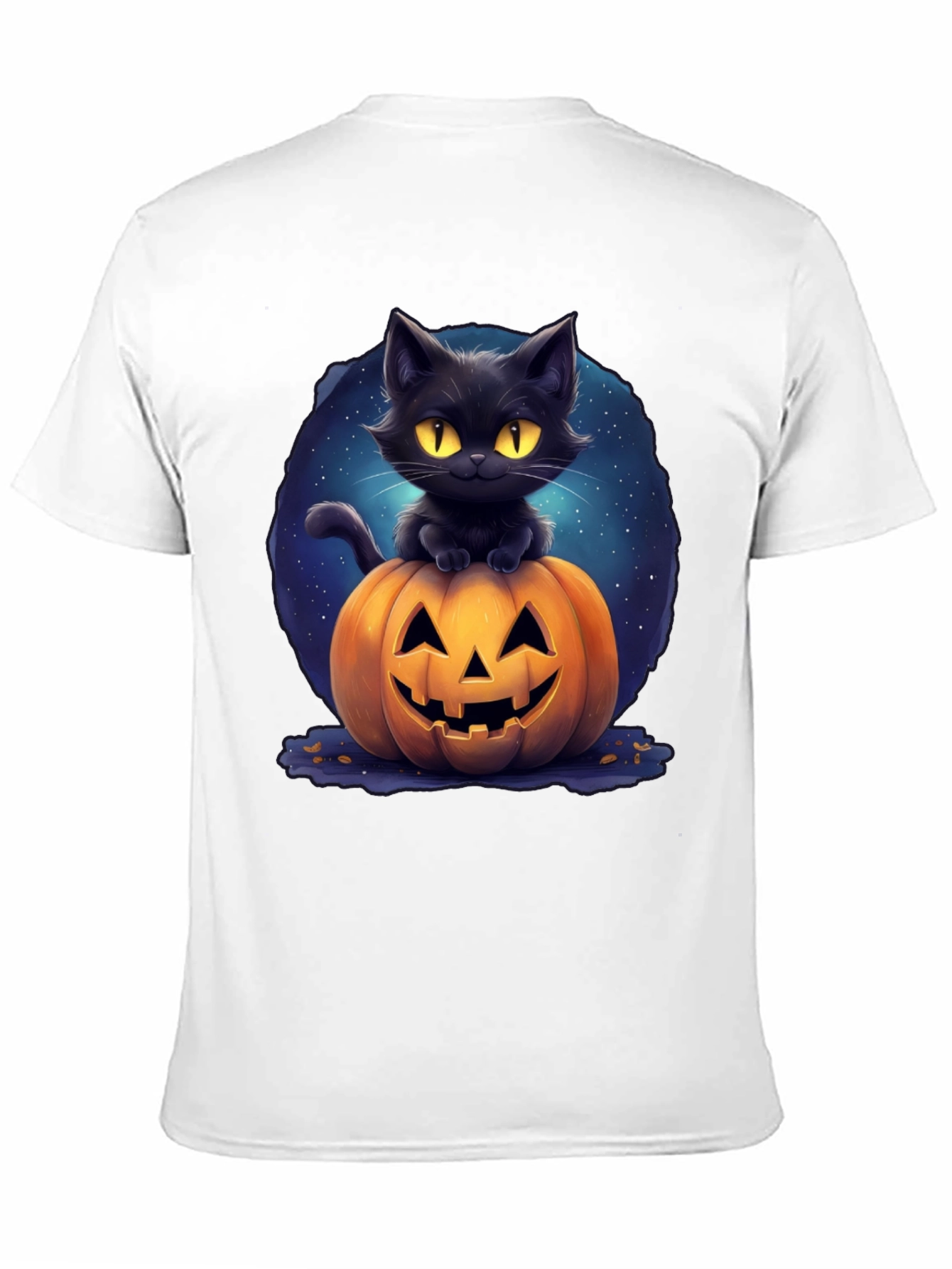 Black Cat & Pumpkin Graphic Tee - Halloween