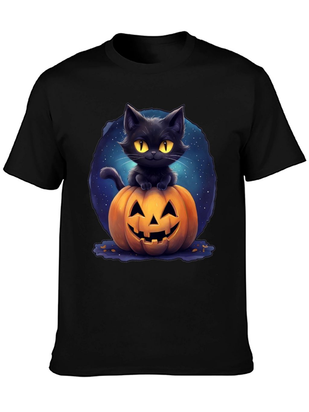 Black Cat & Pumpkin Graphic Tee - Halloween