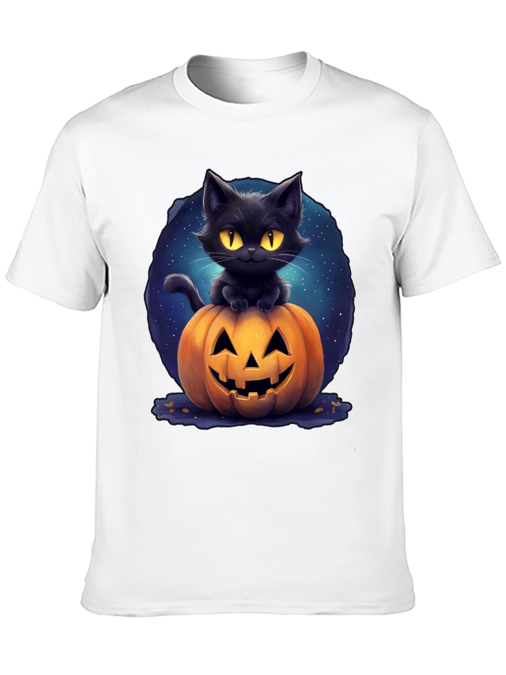 Black Cat & Pumpkin Graphic Tee - Halloween