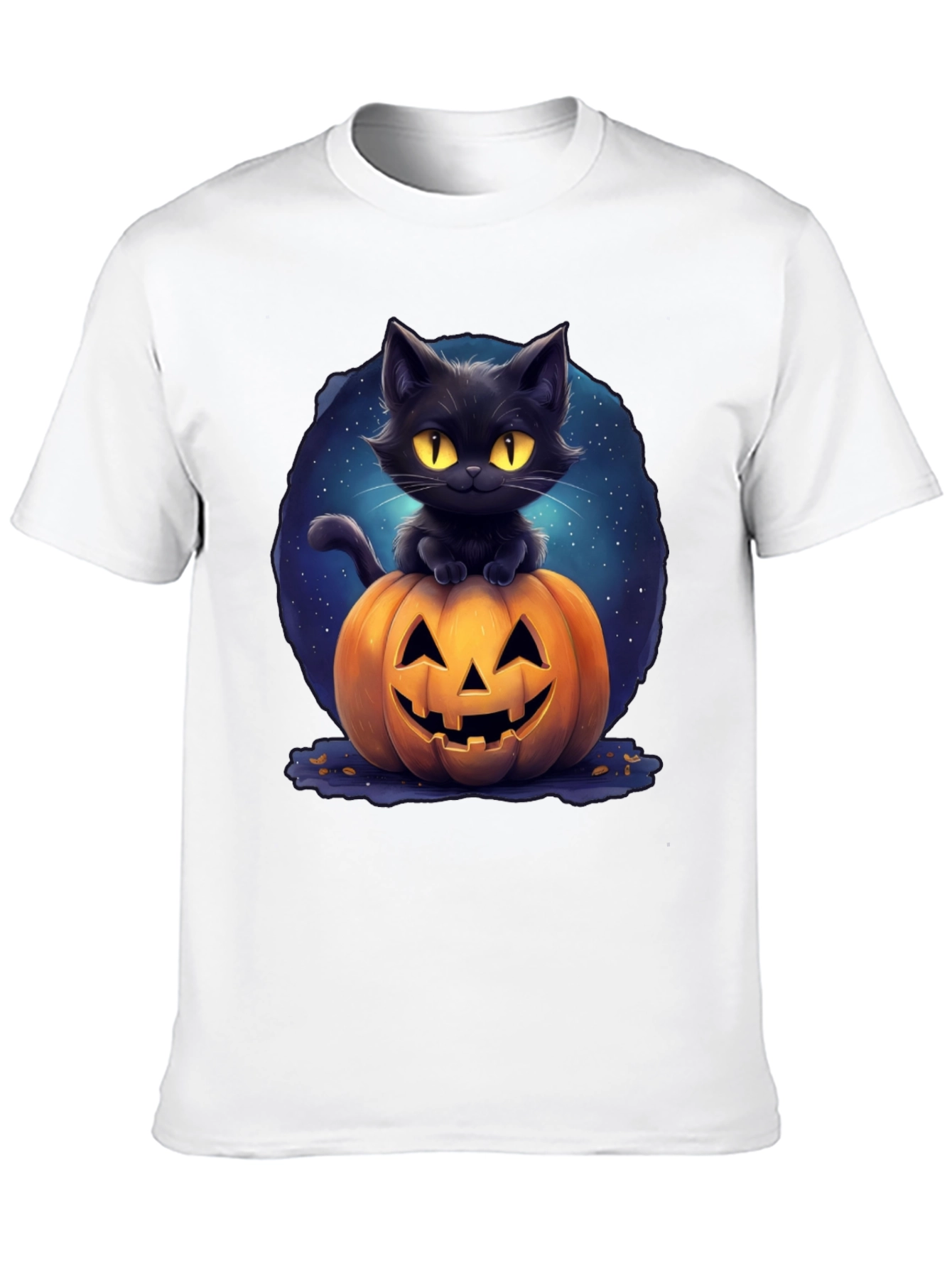 Black Cat & Pumpkin Graphic Tee - Halloween