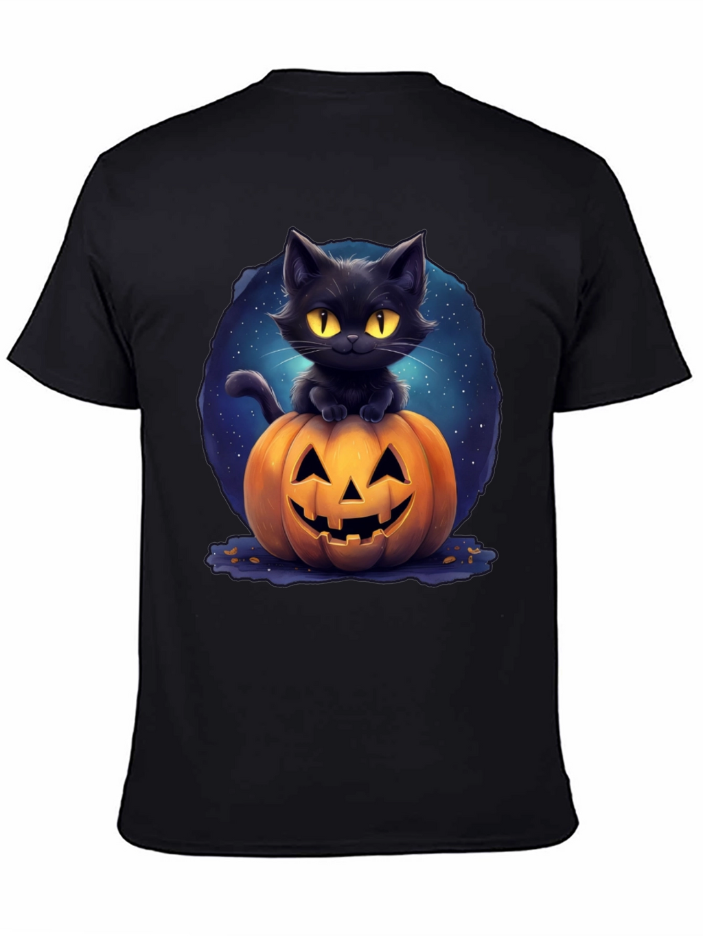 Black Cat & Pumpkin Graphic Tee - Halloween