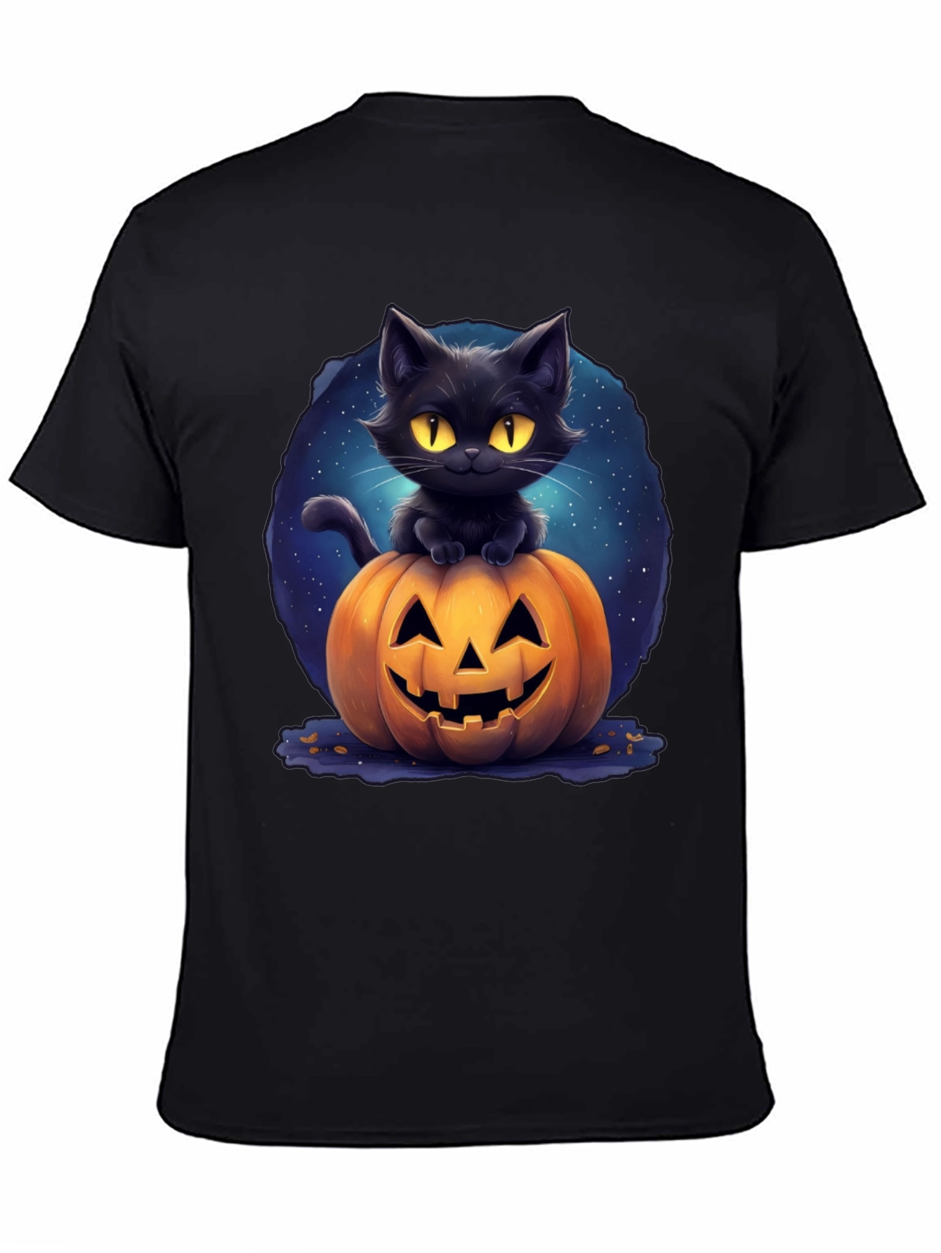 Black Cat & Pumpkin Graphic Tee - Halloween