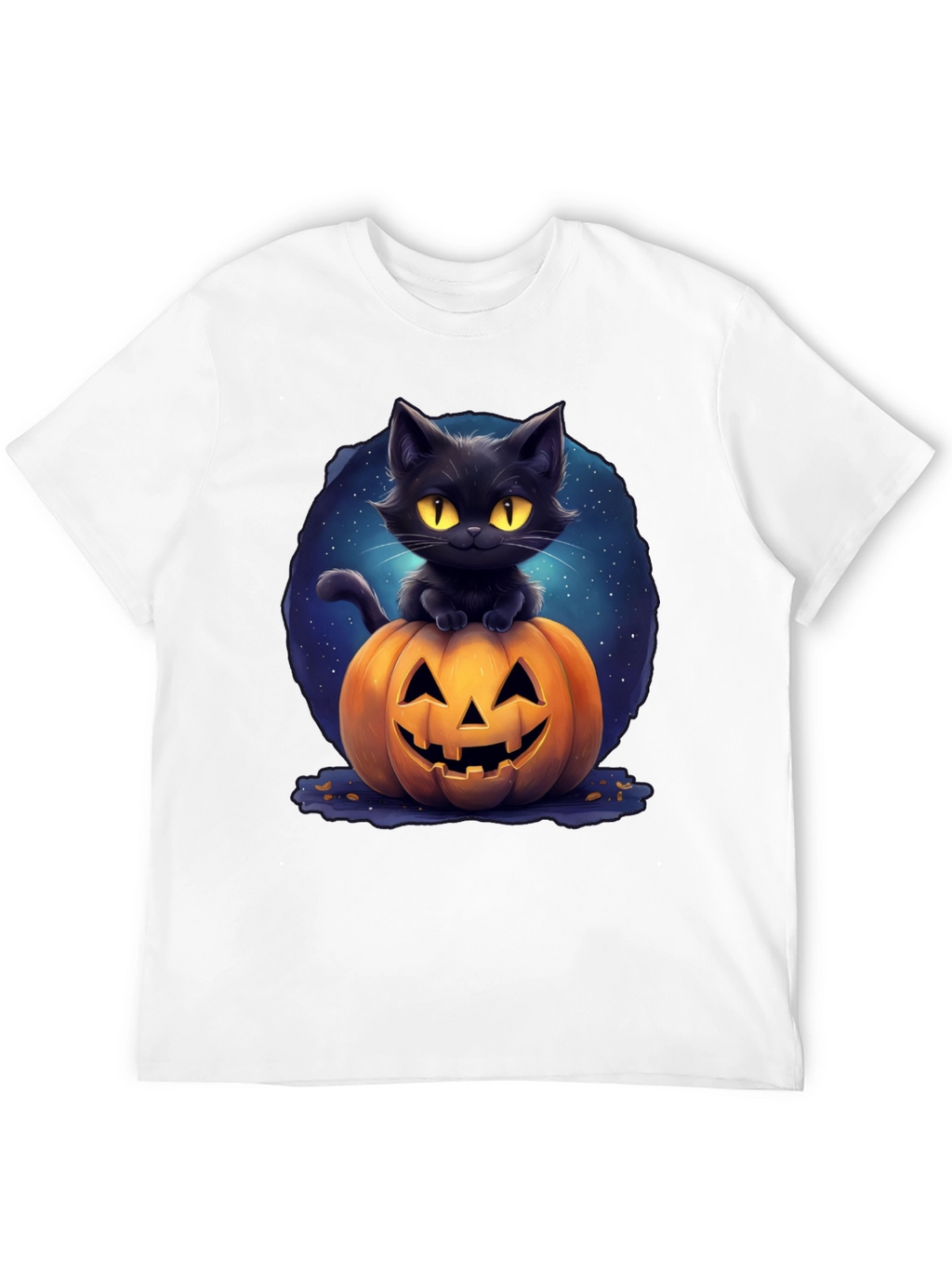 Black Cat & Pumpkin Graphic Tee - Halloween