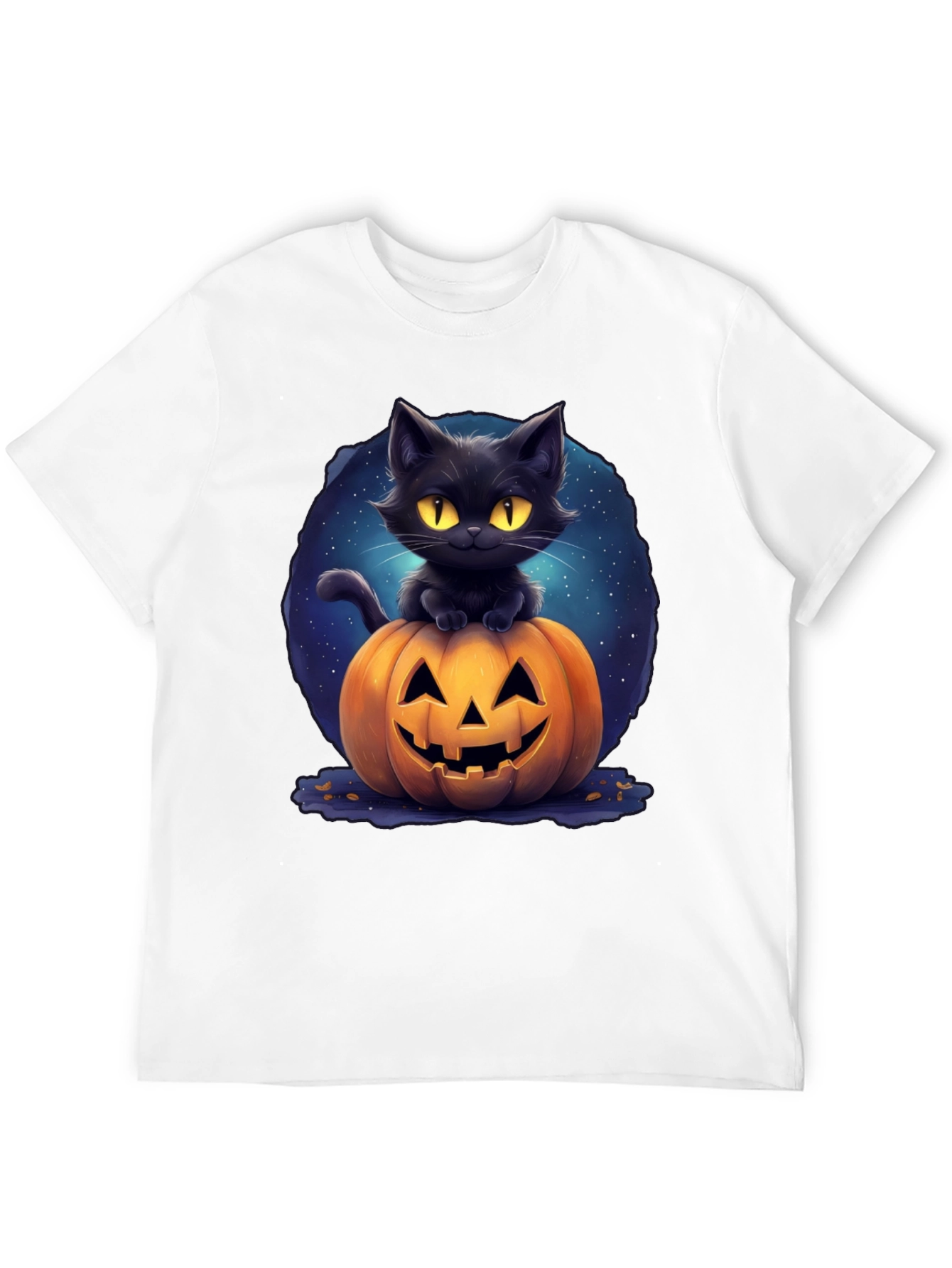Black Cat & Pumpkin Graphic Tee - Halloween
