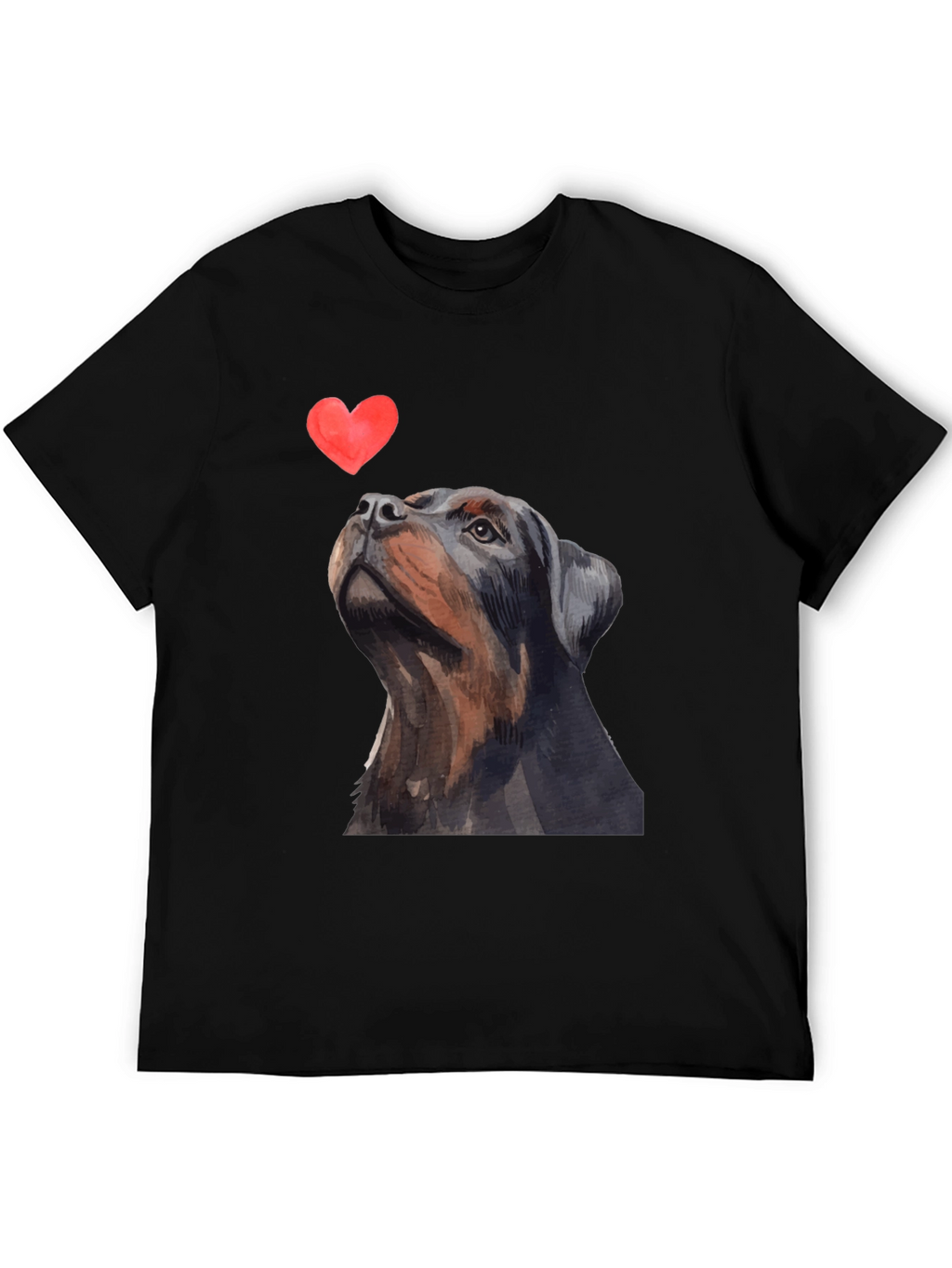 Rottweiler Dog Heart T-Shirt - Mens Black Graphic Tee