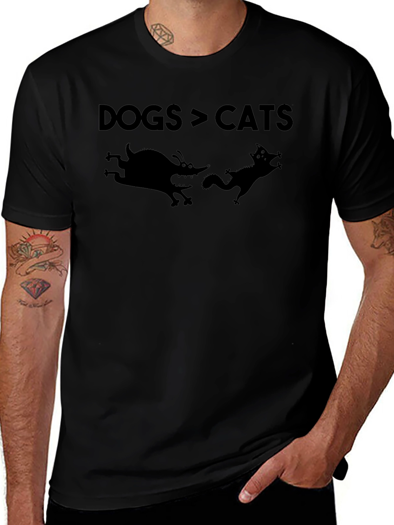 Dogs Over Cats Graphic Tee - Funny Animal Lover Shirt