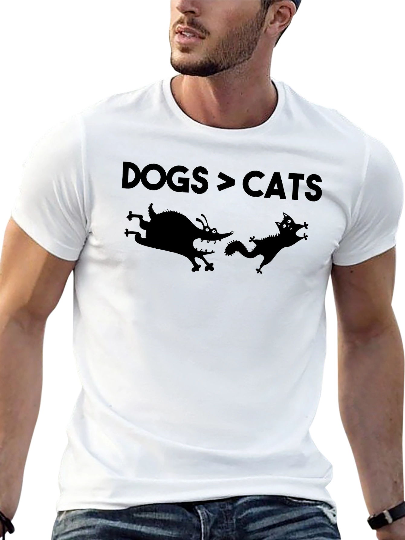 Dogs Over Cats Graphic Tee - Funny Animal Lover Shirt