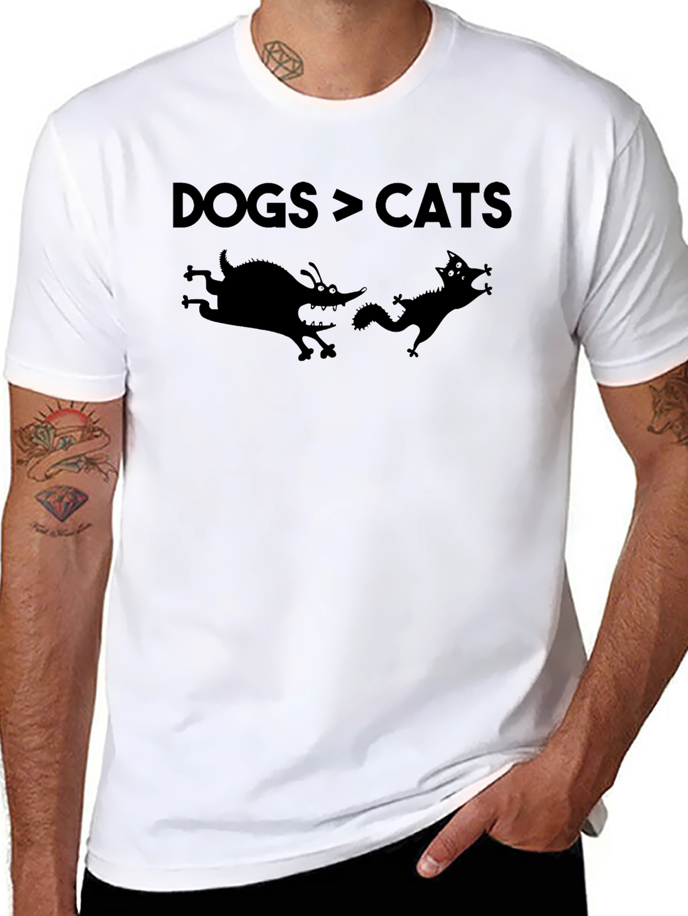 Dogs Over Cats Graphic Tee - Funny Animal Lover Shirt