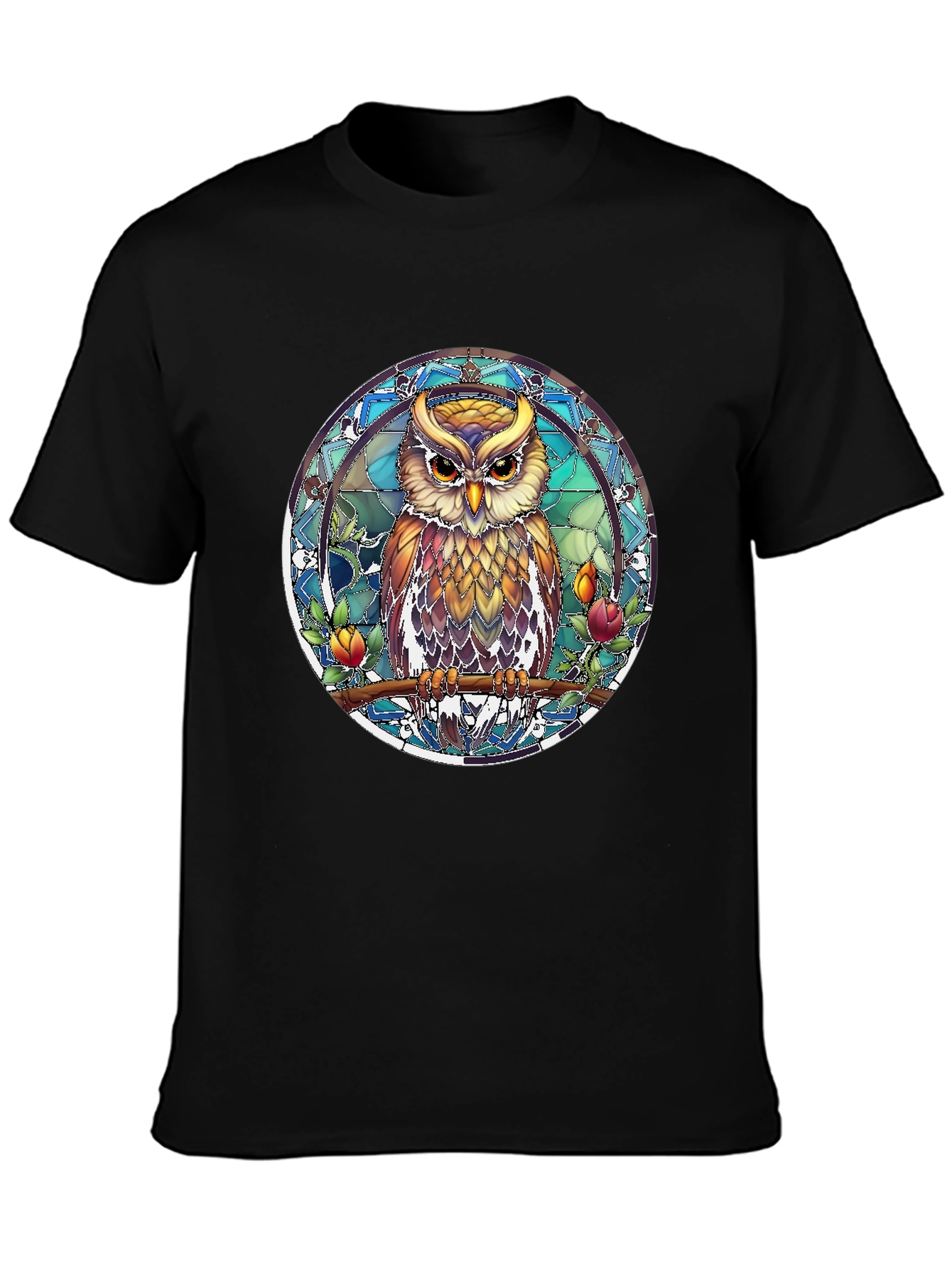 Owl Stained Glass Style Graphic Tee