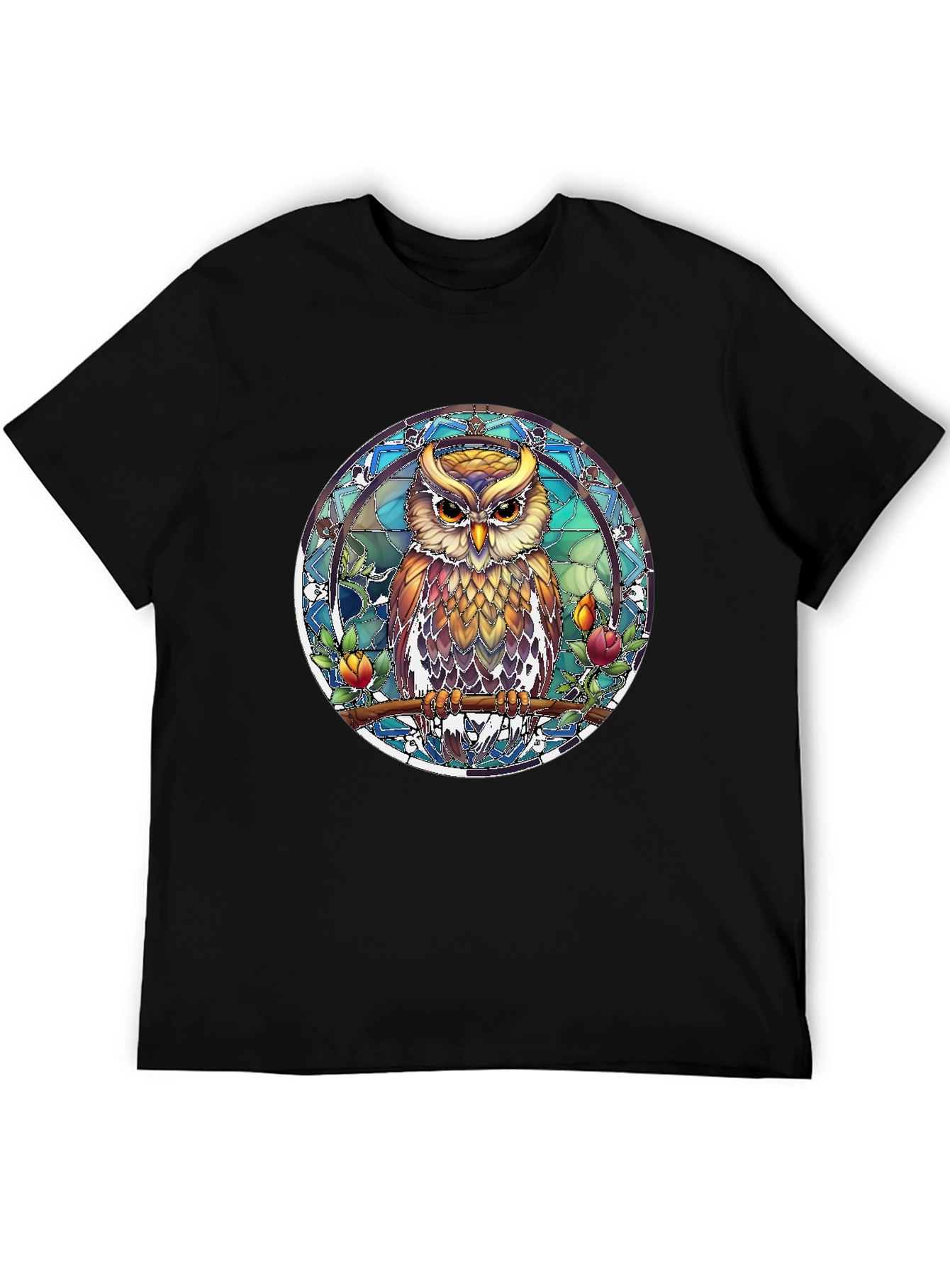 Owl Stained Glass Style Graphic Tee