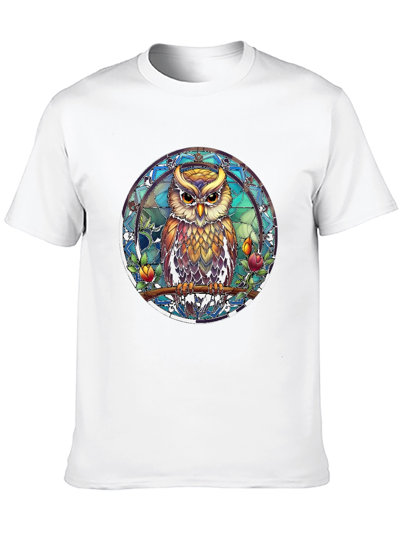 Owl Stained Glass Style Graphic Tee