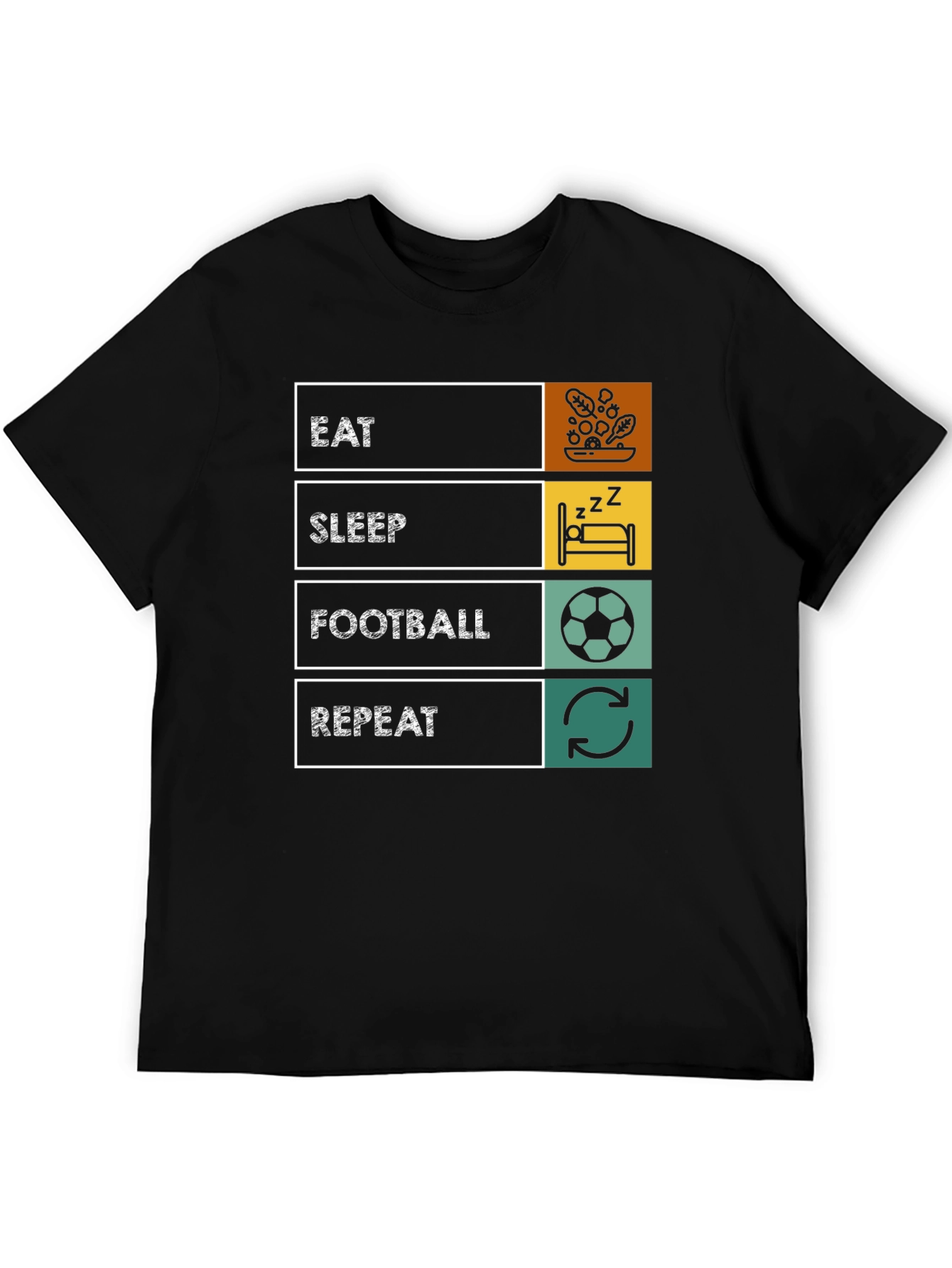 Eat Sleep Football Repeat T-Shirt - Black Graphic Tee