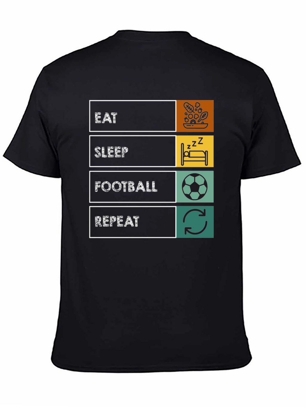 Eat Sleep Football Repeat T-Shirt - Black Graphic Tee