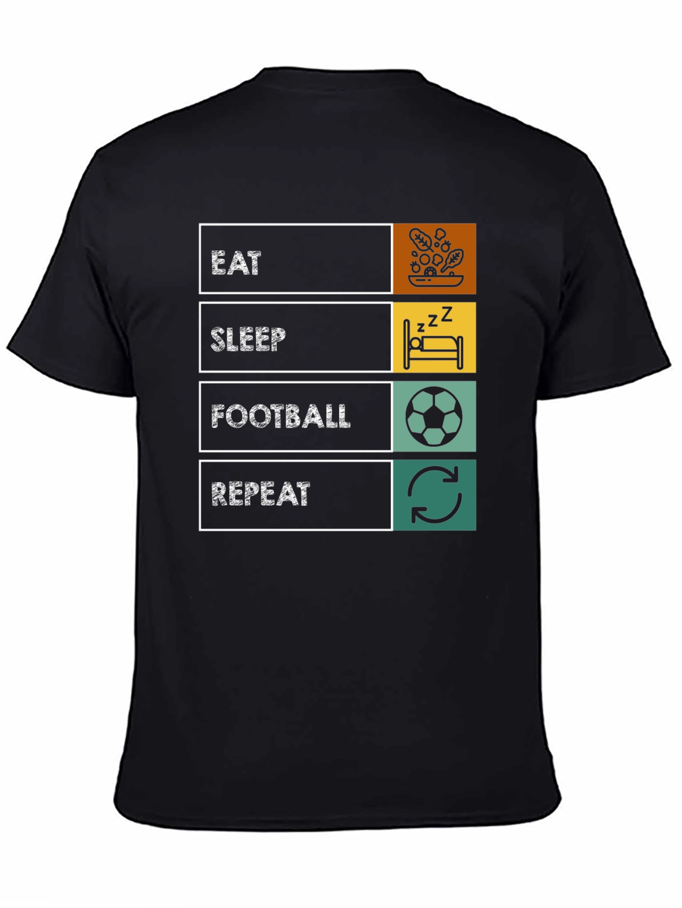 Eat Sleep Football Repeat T-Shirt - Black Graphic Tee