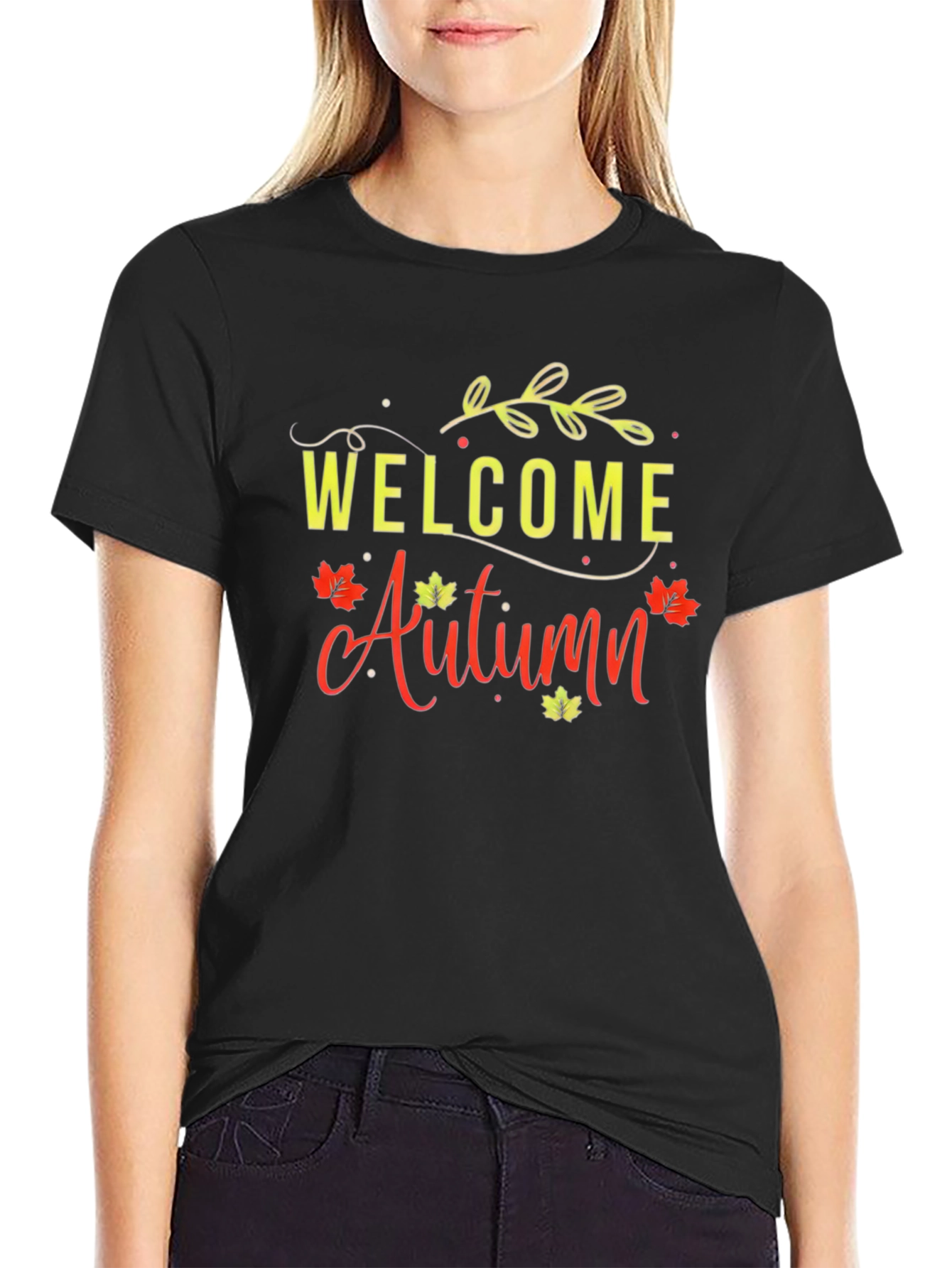 Welcome Autumn Graphic Tee - Black