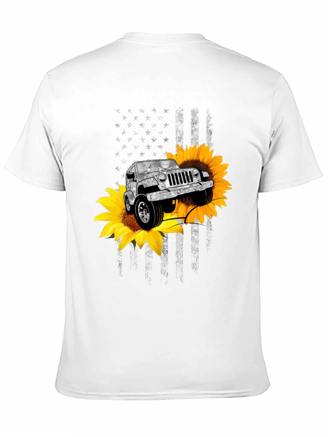 American Flag Sunflower Jeep Graphic Tee