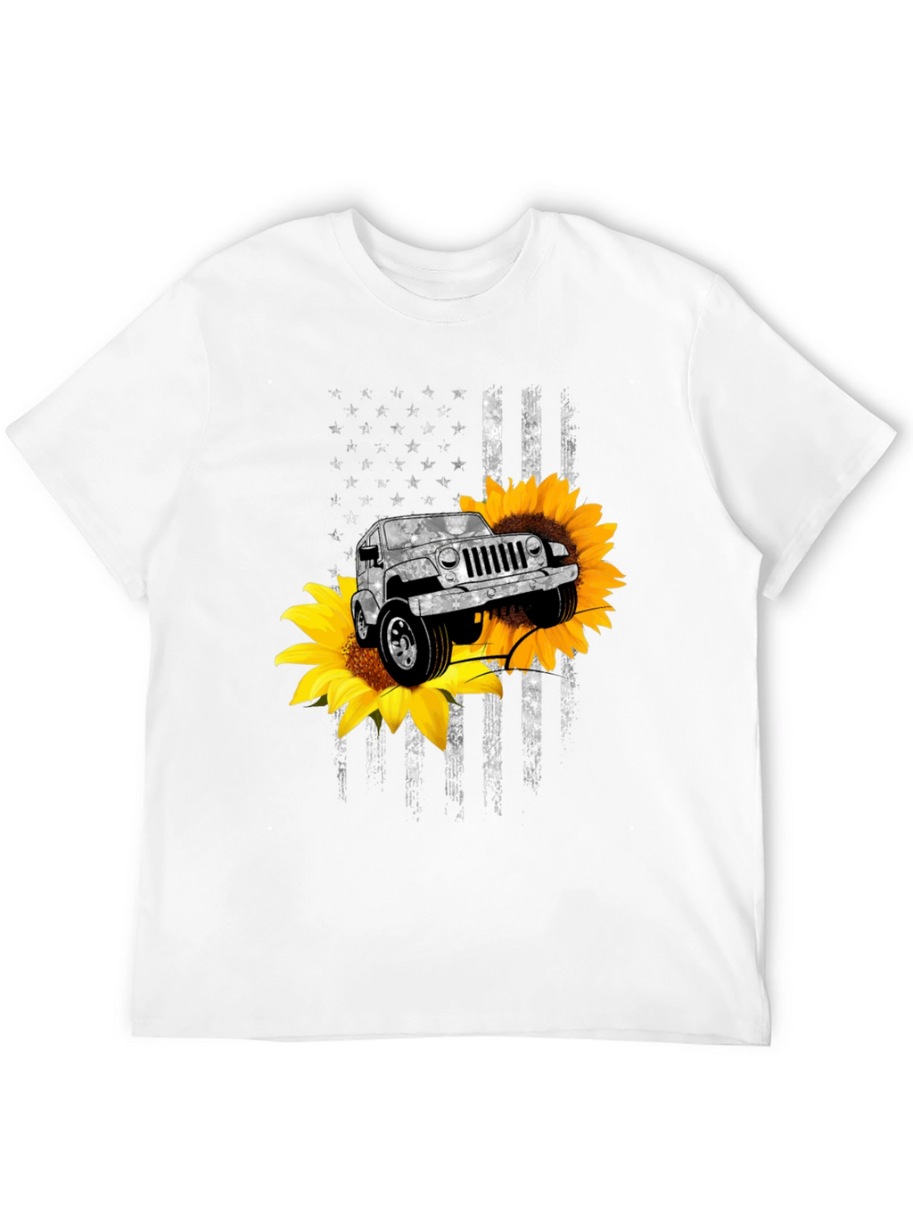 American Flag Sunflower Jeep Graphic Tee