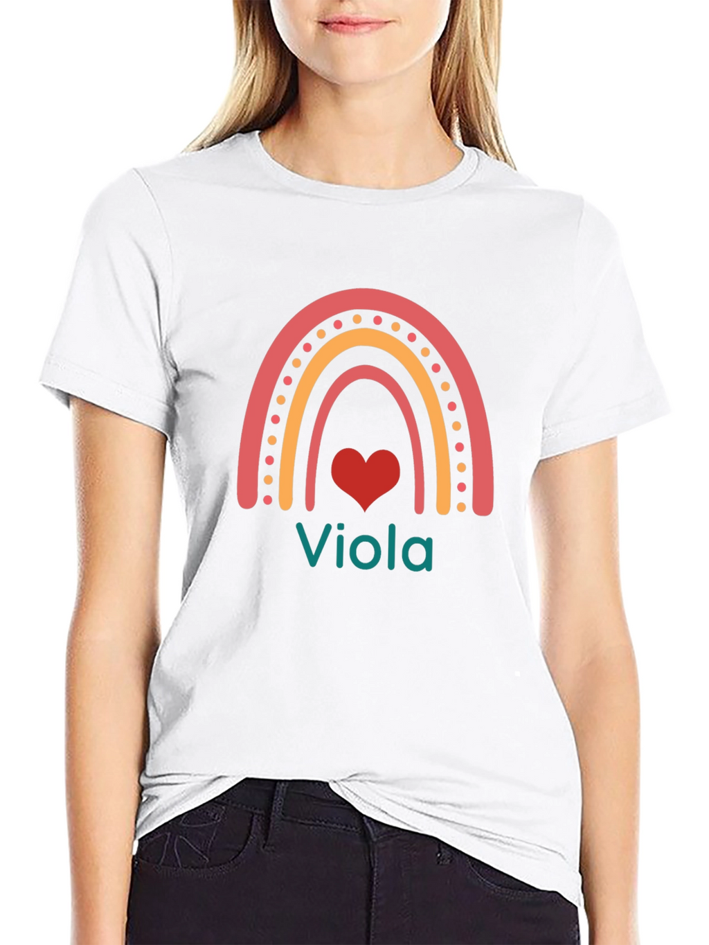 Viola Rainbow Heart T-Shirt - Personalized Name Tee