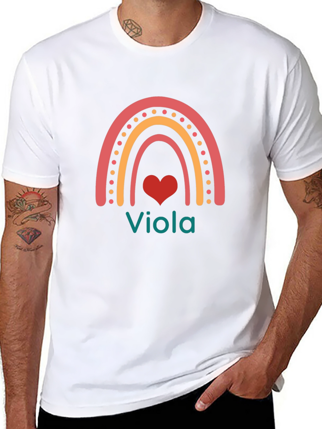 Viola Rainbow Heart T-Shirt - Personalized Name Tee
