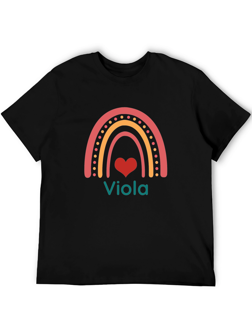 Viola Rainbow Heart T-Shirt - Personalized Name Tee