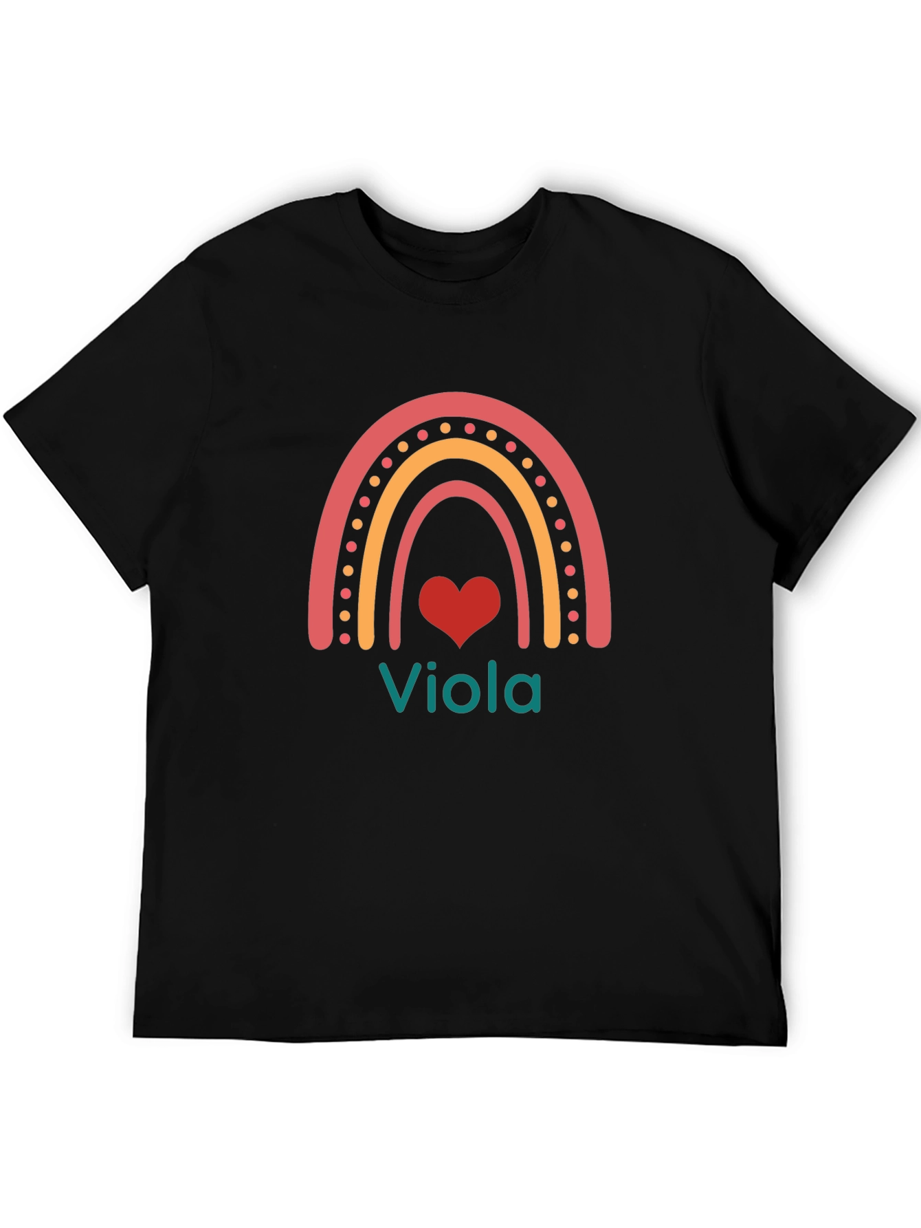 Viola Rainbow Heart T-Shirt - Personalized Name Tee