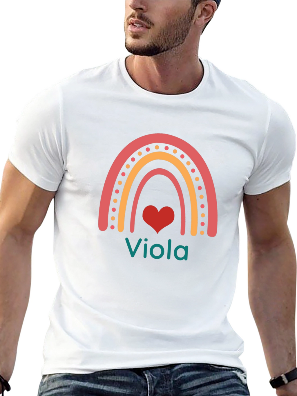 Viola Rainbow Heart T-Shirt - Personalized Name Tee