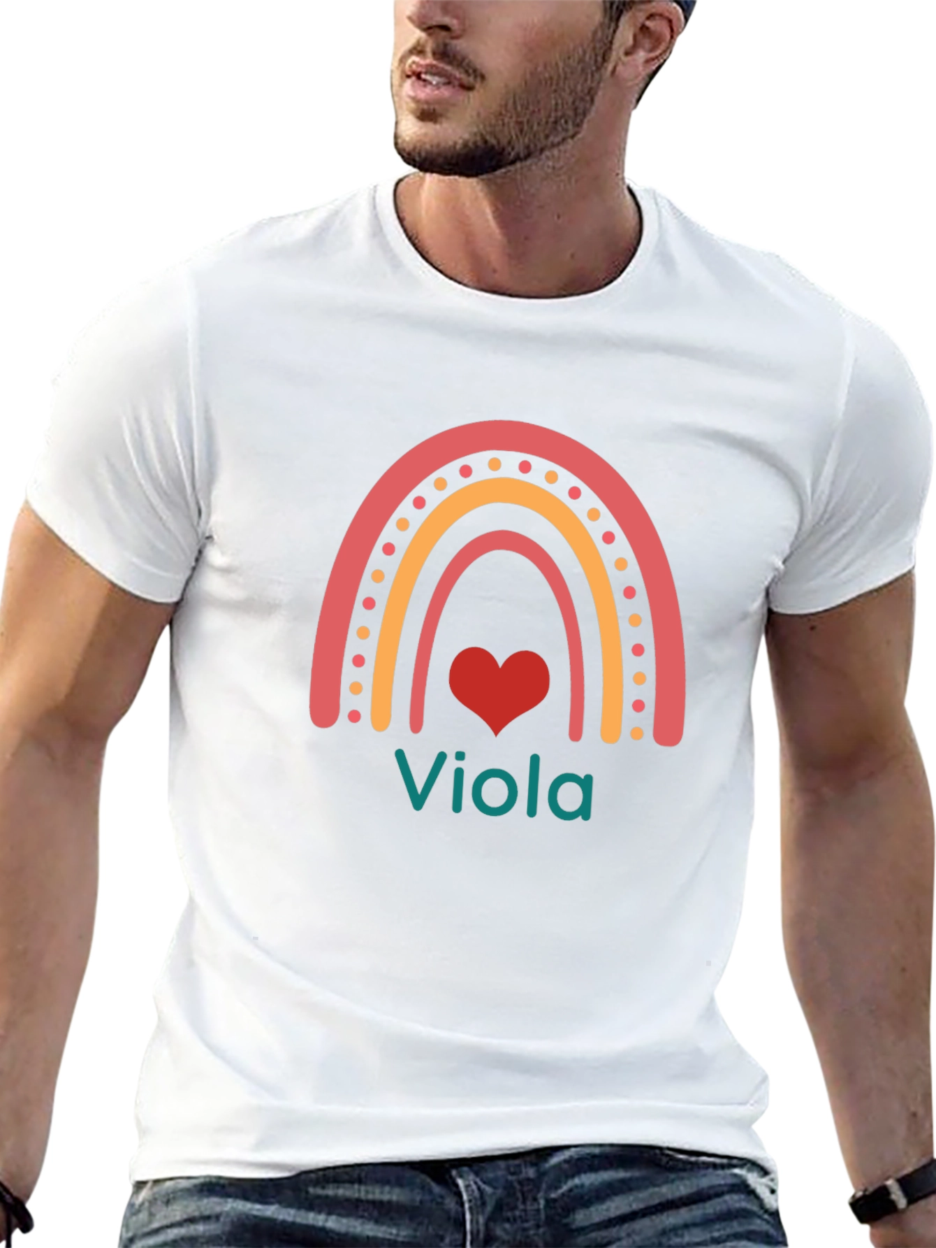 Viola Rainbow Heart T-Shirt - Personalized Name Tee